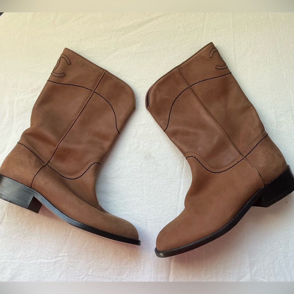 (Sold) Chanel Cowboy Leather boots - Picture 1 of 4